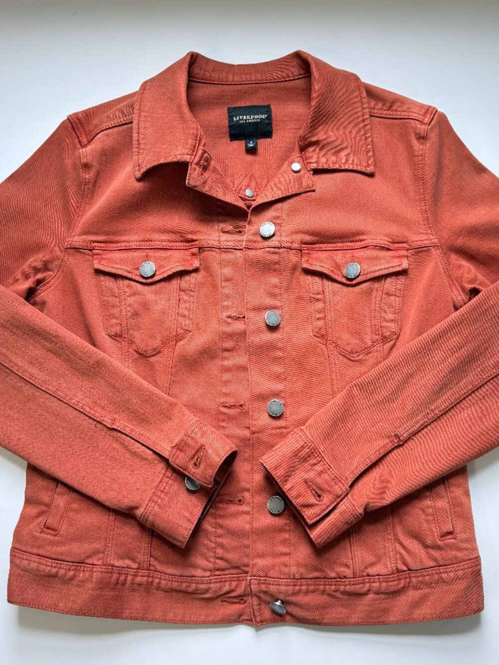 Liverpool Los Angeles Denim Jacket Burnt Orange Women's Size Small Button Front